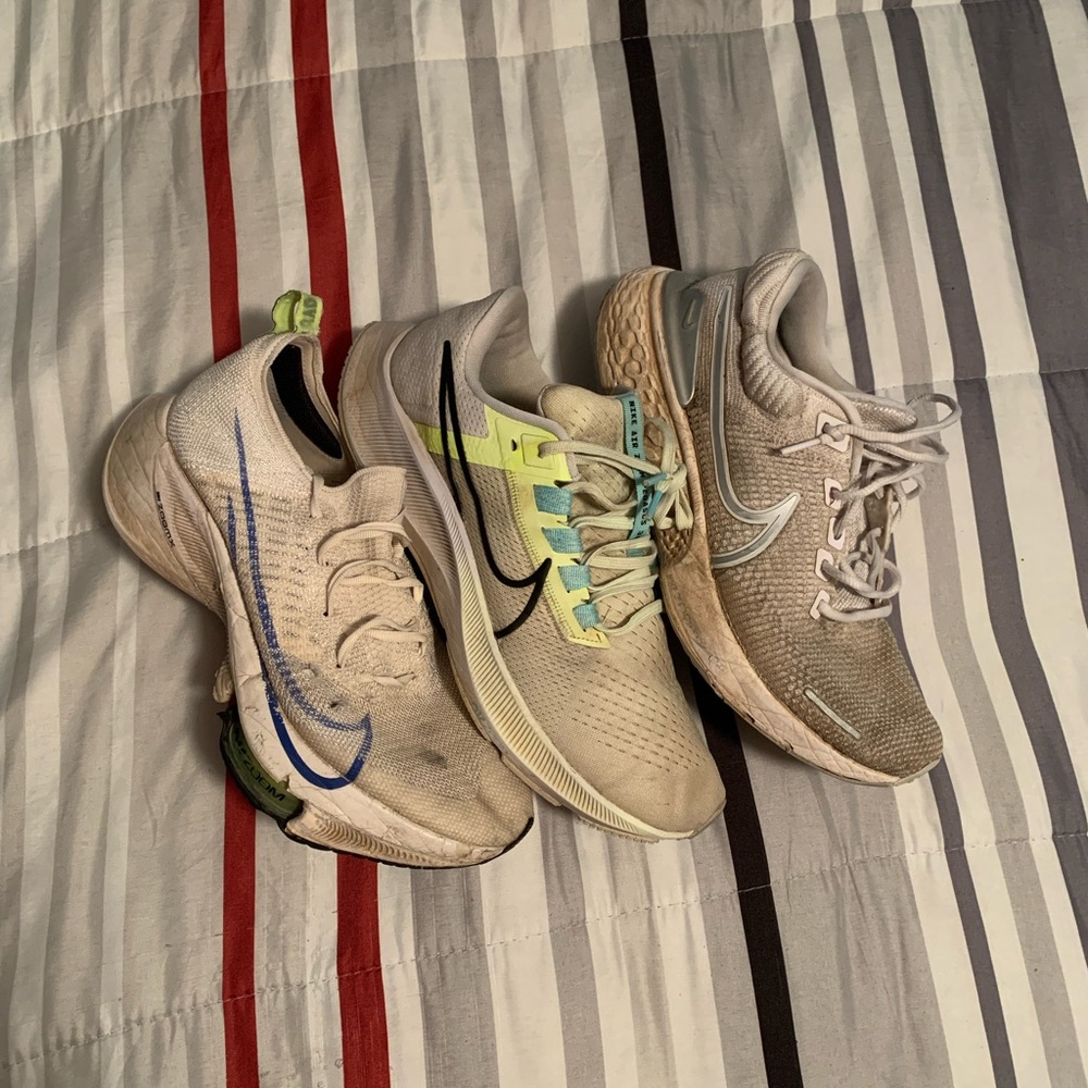 Nike Shoes 3-pair Mens 9-9.5  Air Zoomx Tempo, Next invincible 2, Pegasus 38 ￼